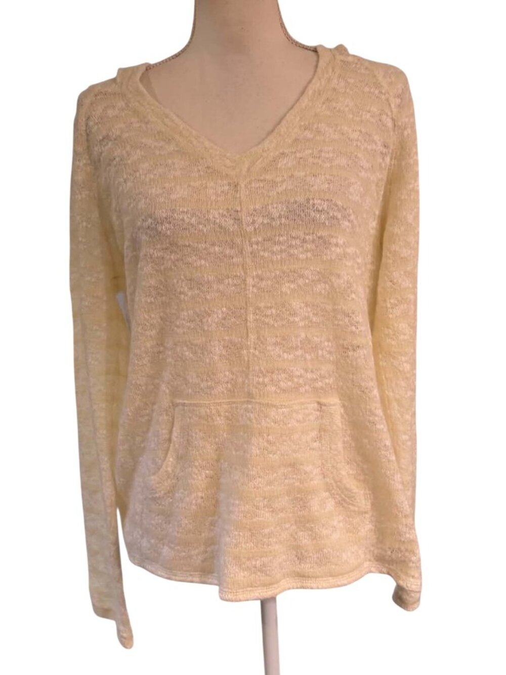 Sanctuary V-Neck Hooded Open-Knit Sweater NWT